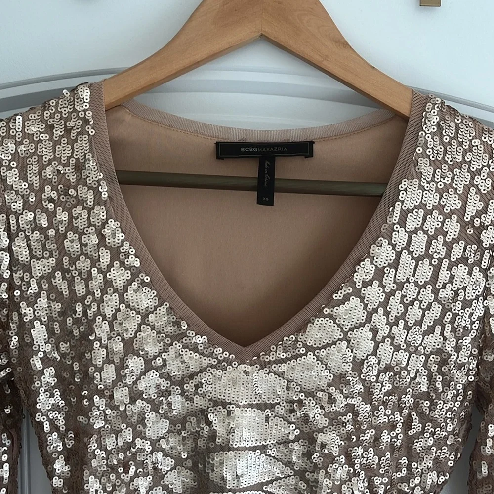 BCBG gold sequin Sabryna dress - Picture 3 of 9